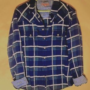 JACHS Girlfriend Blue, Green, White Plaid Collard Shirt 👕 👌🏾 💙💚💙💚